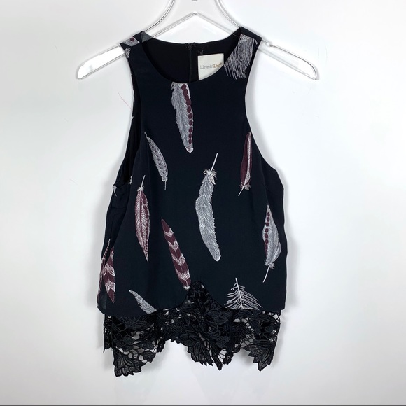 Line & Dot Tops - Line & Dot blouse Feather crochet black medium